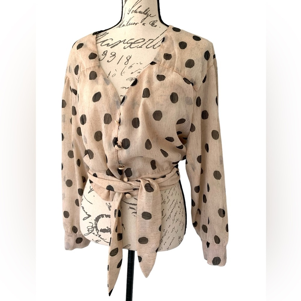 Nanushka Amulet Cream Dot Blouse Size M - Picture 4 of 9